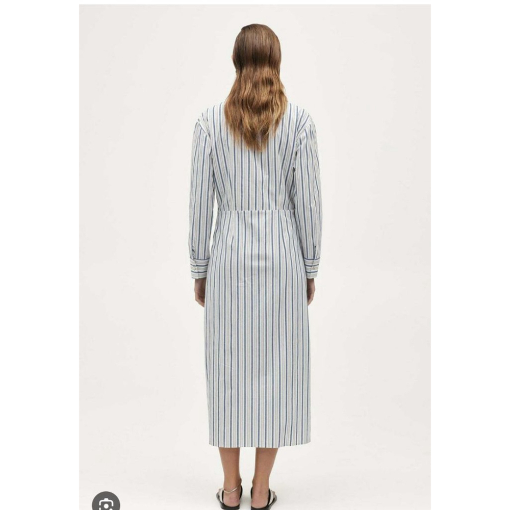 Women's MARLE White & Blue Stripe Knot Front Midi Dress M - Picture 4 of 15
